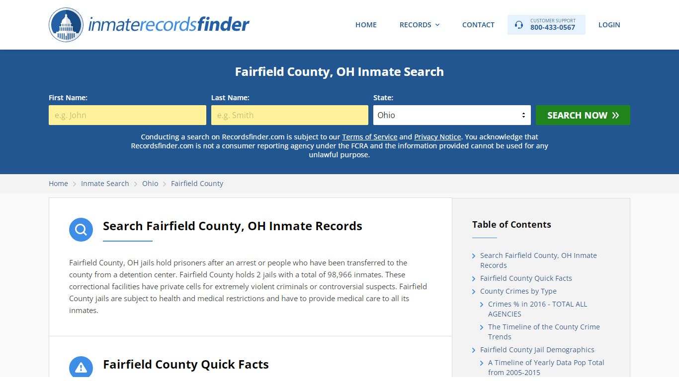 Fairfield County, OH Inmate Lookup & Jail Records Online